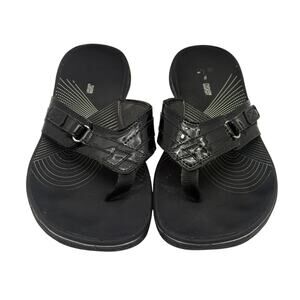 Clarks Cloud Steppers Black Sandals Womens 8M Shoes